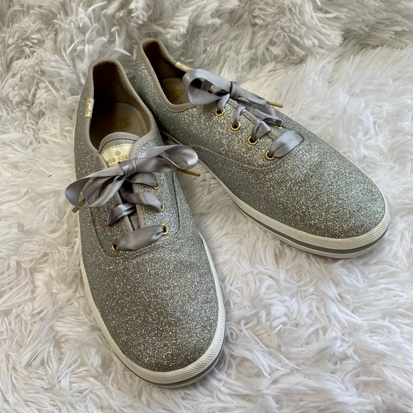 Woman's Kate Spade x Keds Silver Glitter Wedding Sneakers size 6 - Picture 8 of 8